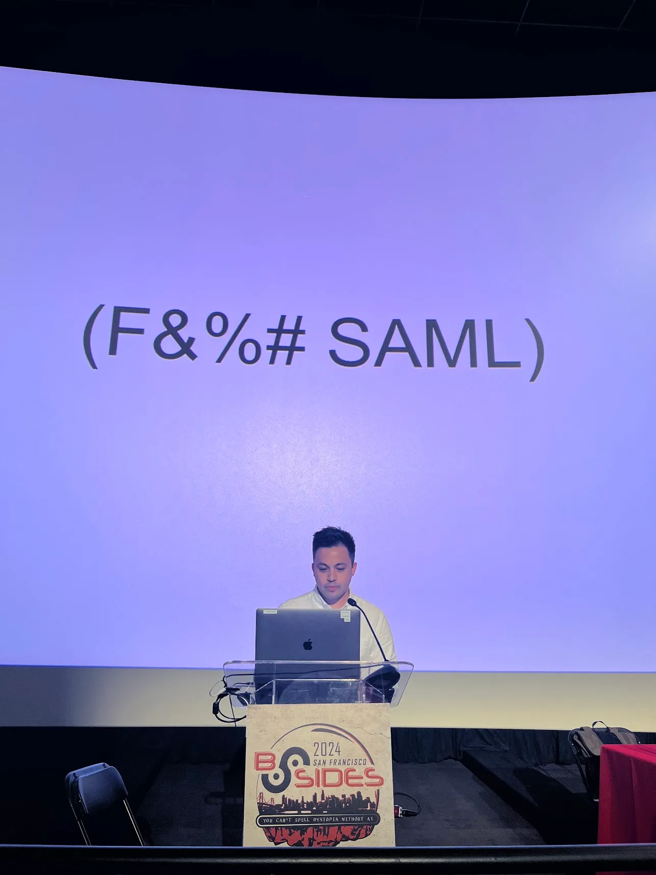 Eric giving a talk on his hate of SAML