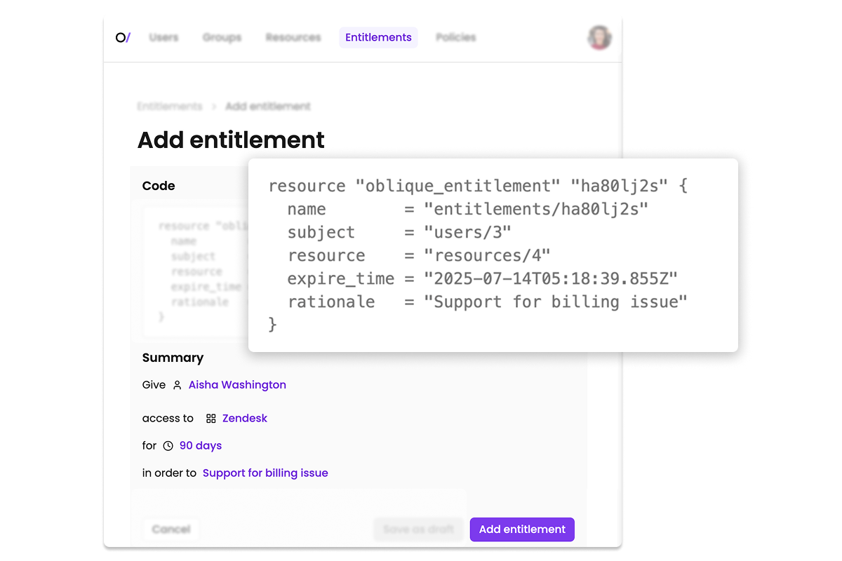 Define entitlements as code