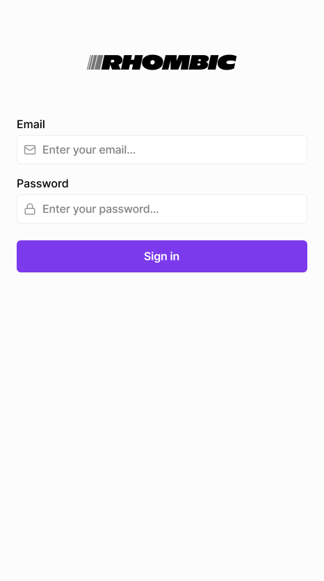 Login screen showing just a username and password field