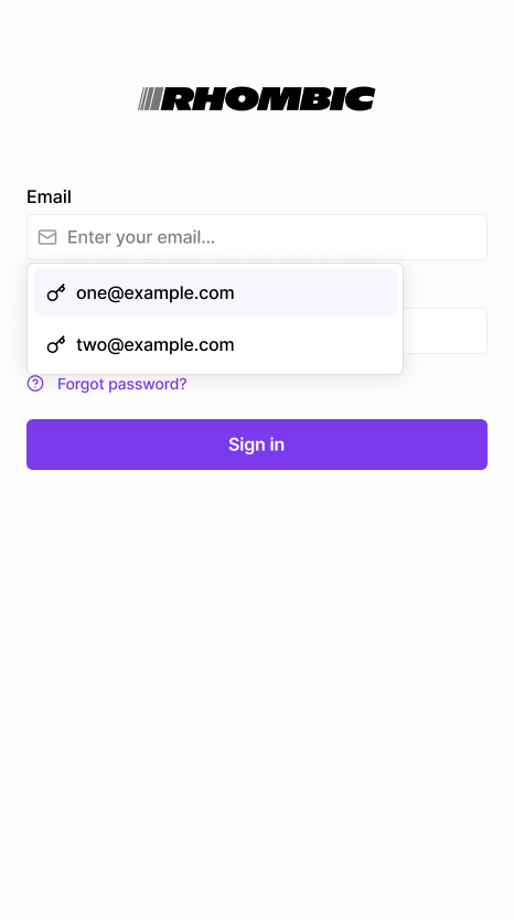 Login screen with prompt to fill in a username and password from a password manager